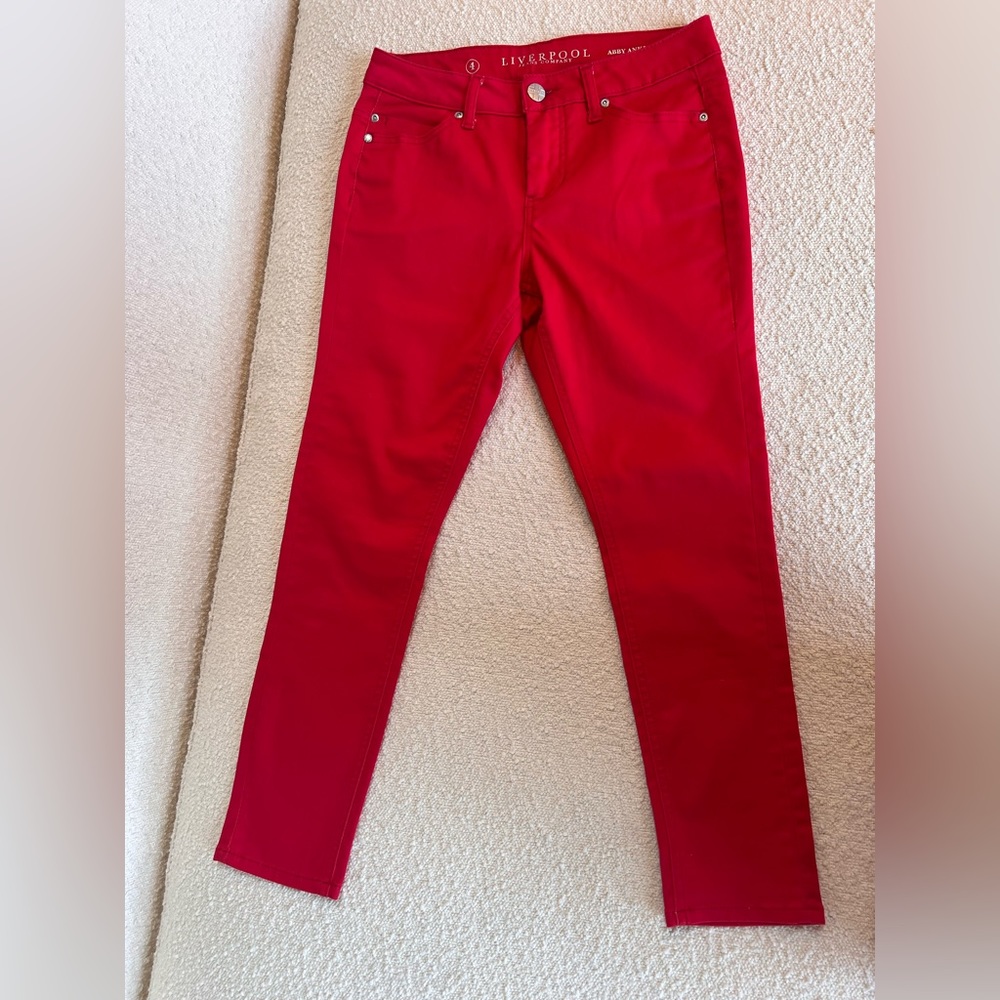 Liverpool Jeans Company RED pants size 4 Abby Ankle Skinny